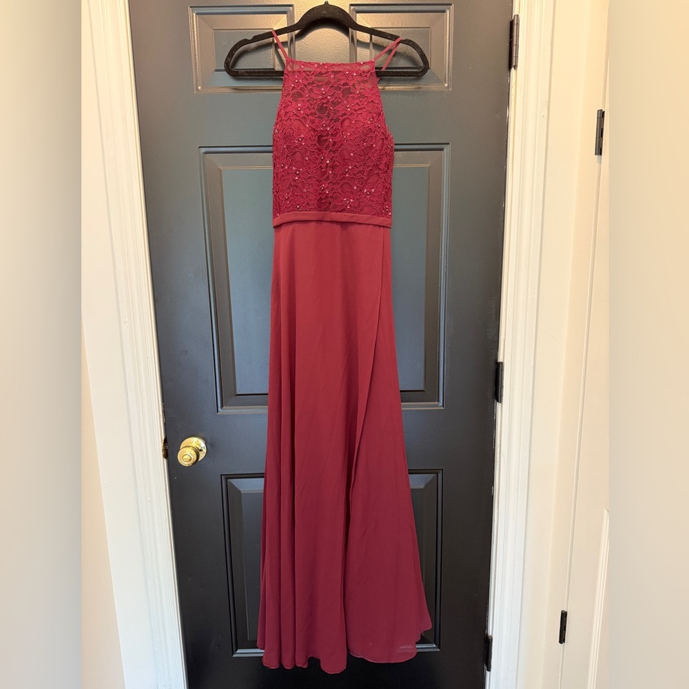 Wine Lace Maxi Dress